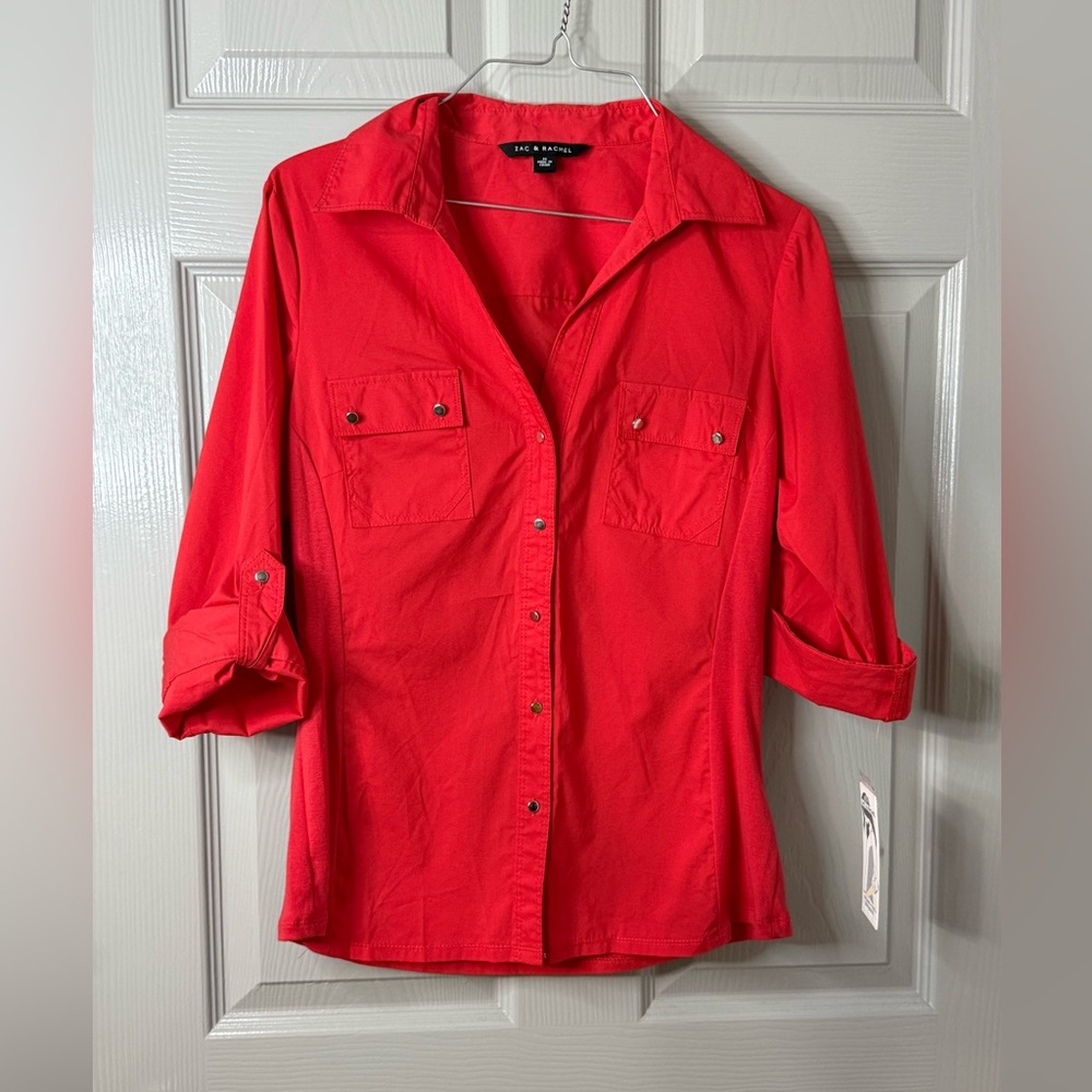 Zac & Rachel |Vibrant Red | Button down top | MEDIUM